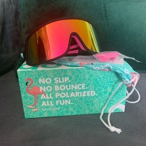 Goodr I Do My Own Stunts polarized pink and black sunglasses